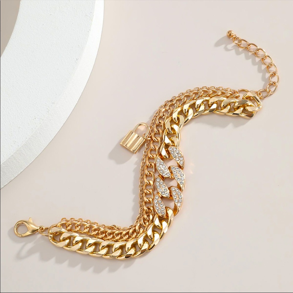 3-in-1 Gold Bracelet Curb Chain